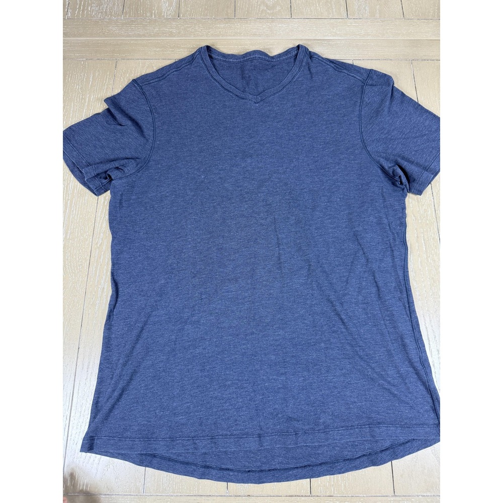 Lululemon Shirt Heather Blue V-Neck Medium Short Sleeve Soft Tee‎ T-Shirt